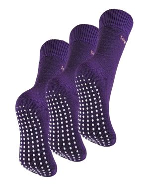 THMO 3 Paar Mit Fleece Gefütterte, Atmungsaktive Damen-Slipper-Socken - Lila