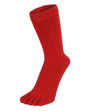 Toetoe Herren- Und Damen-Essential Mittelhöhe Weiche Atmungsaktive Baumwollzehensocken - Rot