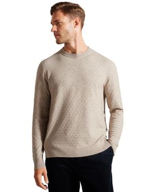 Ted Baker Herren Strickpullover Mit Rundhalsausschnitt - Natur