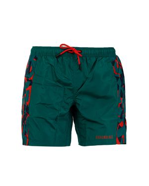 Bikkembergs Herren Boardshort Medium Mit Gemustertem Seitenband - Grün