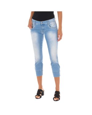 Met Damen-Piratenhose Mit Used-Effekt Aus Elastischem Stoff 10Db50294 - Blau