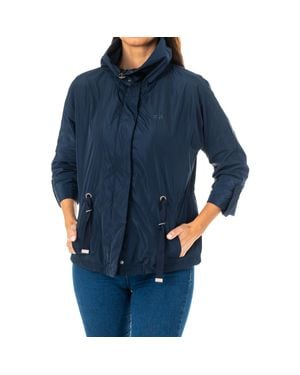 La Martina Langärmelige Damenjacke Mit Hohem Halsausschnitt Und Verstellbarem Kordelzug - Blau