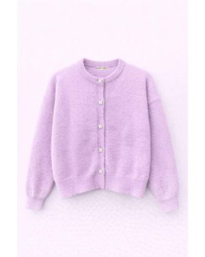 MixRay Übergroßer Jacquard-Button-Cardigan - Pink