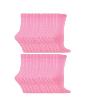 Sock Snob 24 Paar Damen Einfarbige Baumwollreiche Kniestrümpfe - Pink