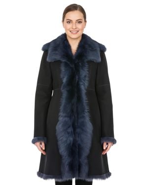 Infinity Leather Damen-Trenchcoat Aus Marineblauem Toskanischem Schafveloursleder – Celeste