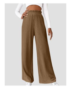 Everyday the Label Damen Rippstrick-Hose Mit Hohem Bund - Natur
