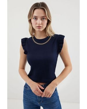 Bigdart Rippenshirt Ohne Ärmel Mit Rundhalsausschnitt - Blau