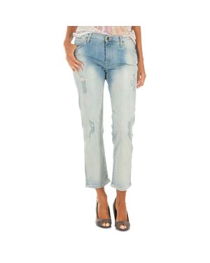 Met Lange Denim-Hose Mit Geradem Saum 10Dbf0231 Frau - Blau