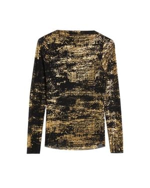 Ted Baker Karenha Skinny Fit Top Aus Schwarzem Mesh Mit Folienprint - Grün