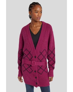 7 For All Mankind Damen Diamond Stitch Cardigan Sweater - Rot