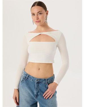 Rivus Conlangarm Cut-Out Detail Bodycon - Weiß