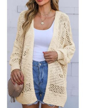 Everyday the Label Durchbrochene Lange Strickjacke Mit Offenen Lochern - Blau