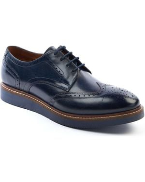 Base London Joe Leder Herren Brogues Schuhe - Blau