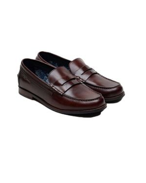 Ben Sherman Sid Brush Off Leder Herren Braune Penny Loafers - Schwarz