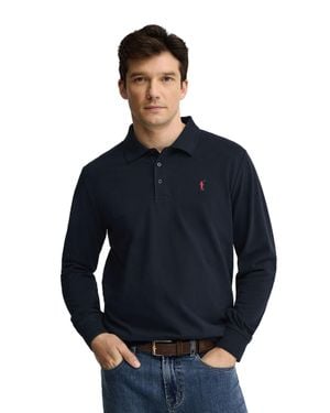 POLO CLUB Langärmliges Poloshirt Marineblau Im Regular Fit Mit Rigby Go Stickerei