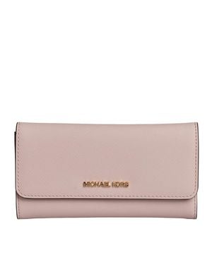 Michael Kors Jet Set Travel 35S8Gtvf7L Langer Leder-Wallet Für Frauen - Pink