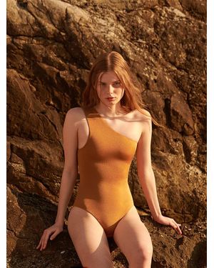 Rivus Wendbarer One-Shoulder-Badeanzug - Braun