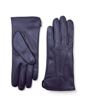 Infinity Leather Damen-Autofahrerhandschuhe Aus Italienischem Leder Mit Weichem Wollfutter Und Winter-Ziernahtdesign - Blau