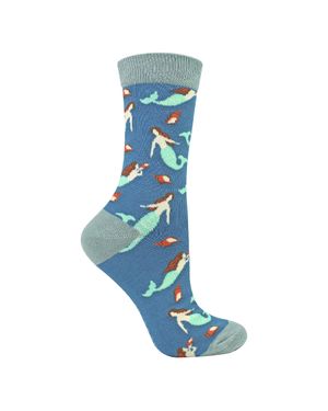Miss Sparrow Damen Meerjungfrauen Muster-Bambus Socken - Blau