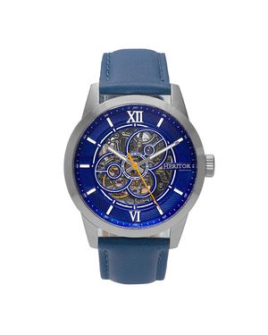 Heritor Heritor Automatik Jonas Lederarmband Skelettuhr - Blau