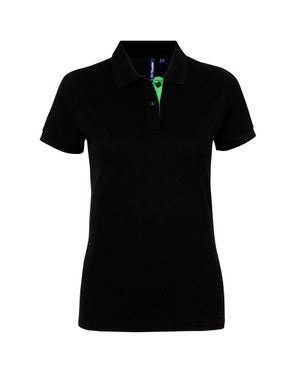 Asquith & Fox Damen/Damen Kurzarm-Poloshirt Mit Kontrast /Limette) - Schwarz