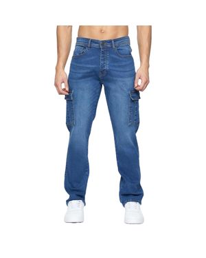 Crosshatch "Kremtap" Cargo-Jeans Für Herren (Steinwaschen) - Blau