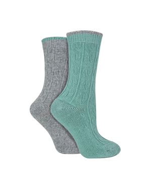 Wildfeet 2Er Pack Damen Socken Mit Kabelstrick Für Ferse Und Zehen - Blau