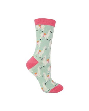 Miss Sparrow 1 Pack Damen Novelty Tiermuster Bambussocken - Blau
