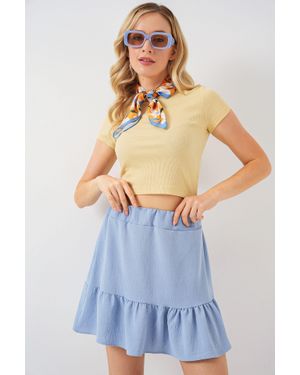 Bigdart Gemusterter Minirock Mit Futter - Blau