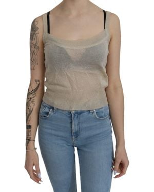 Byblos Beiges Ärmelloses Transparentes Tanktop - Blau