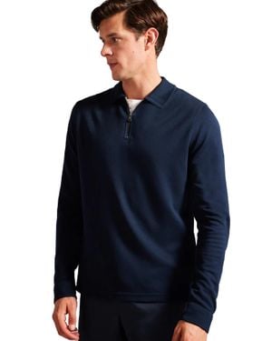 Ted Baker Langärmliges Poloshirt Für Herren - Blau
