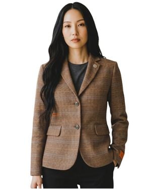 TruClothing Damenjacke Aus Eichenbraun, Maßgeschneiderter Karierter Tweed-Blazer – Tpstz-7