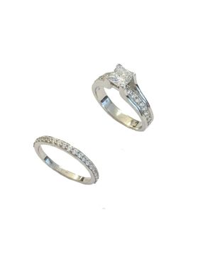 Bibei Damenring- Und Trauring-Set Aus 925 Sterling Mit Princess-Cut Zirkonia Bian023 - Mettallic