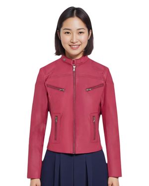Infinity Leather Damen Casual Slim-Fit Leder Bikerjacke-Tulsa - Rot