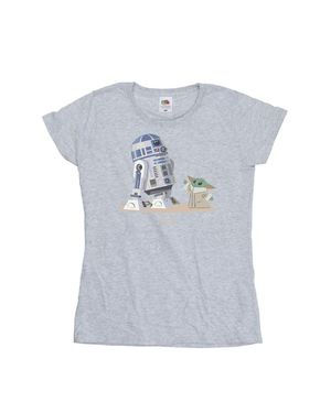 Star Wars "The Mandalorian" T-Shirt Für Damen (Grau) - Blau