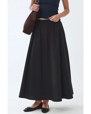 Busem Elastischer Midirock Mit Taschen Und Gummibund - Schwarz