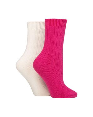 Wildfeet 2Er-Pack Damen Cashmere-Wollschlafsocken - Pink
