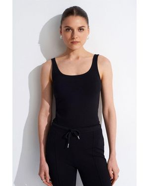 Dilvin Ärmellose Slim Fit Jersey-Bluse - Schwarz