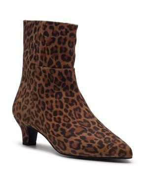 Hush Puppies Nahla Absatzleder Damen Leoparden Stiefeletten - Braun
