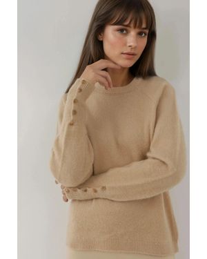 Hiccup Weicher, Strukturierter Pullover Mit Knopfdetails Und Langen Ärmeln - Braun