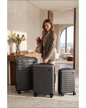 Infinity Leather Hardshell Grau 8-Rad Gepäckkoffer Tasche Koffer