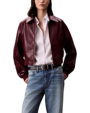 Calvin Klein Zip-Jacke Aus Kunstleder - Rot