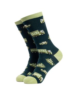 Soctopus Fahrzeugmuster Neuheit Baumwollsocken - Grün