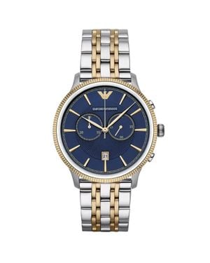 Armani Ar1847 Herrenuhr Chronograph Zweifarbig Blau - Mettallic