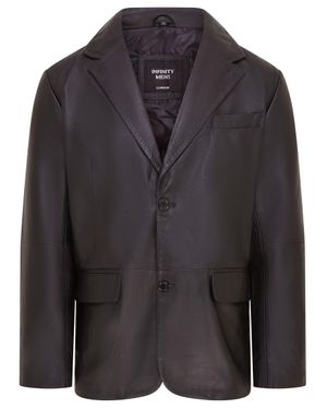 Infinity Leather Schwarzes Lederblazer-Jackett Mit 2 Knöpfen Für Herren