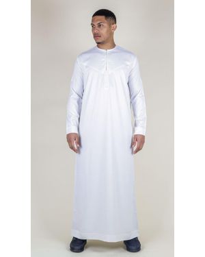 Thobez Weißes Thobe-Gewand Für Herren Aus Satin, Emiratische Islamische Jubba Eid, Schmale Passform