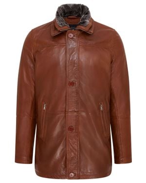 Infinity Leather Hellbrauner, Mittellanger Trenchcoat Aus Warmem Leder Für Herren