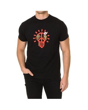 Kukuxumusu Peace Bulb Herren Kurzarm-T-Shirt Mit Rundhalsausschnitt - Schwarz