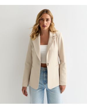 Gini London Beigefarbener Maßgeschneiderter Blazer Mit Taschendetail - Natur