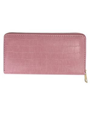 Black Moon Damen Croc-Print Kunstleder Geldbörse Kompakte Kartenmünzbörse Organizer - Pink